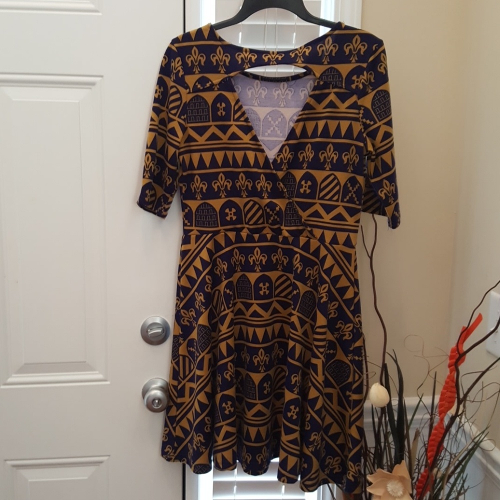 Gold and blue dress